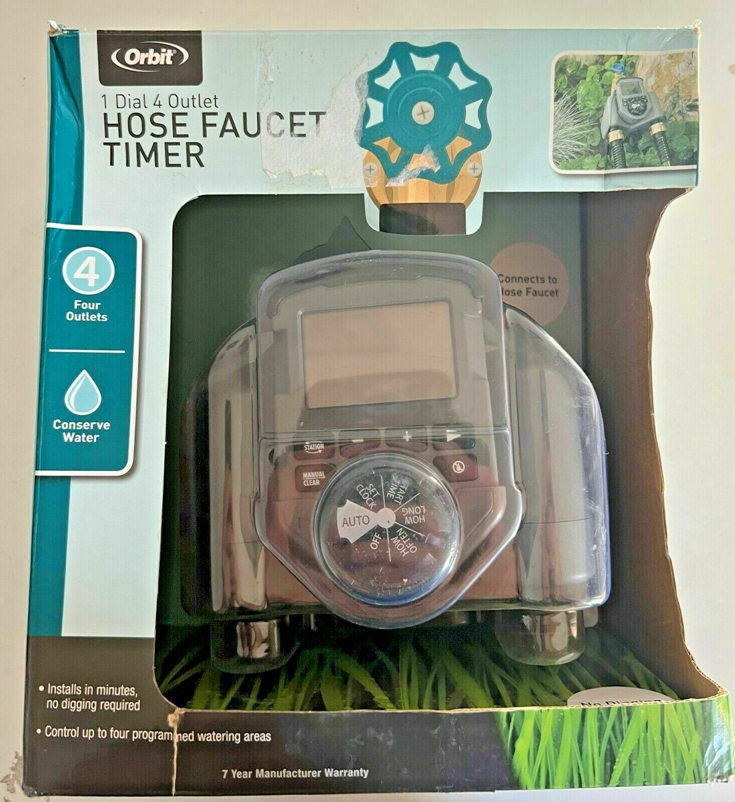 Orbit 1 Dial 4Outlet Integrated Watering System Hose Faucet Timer