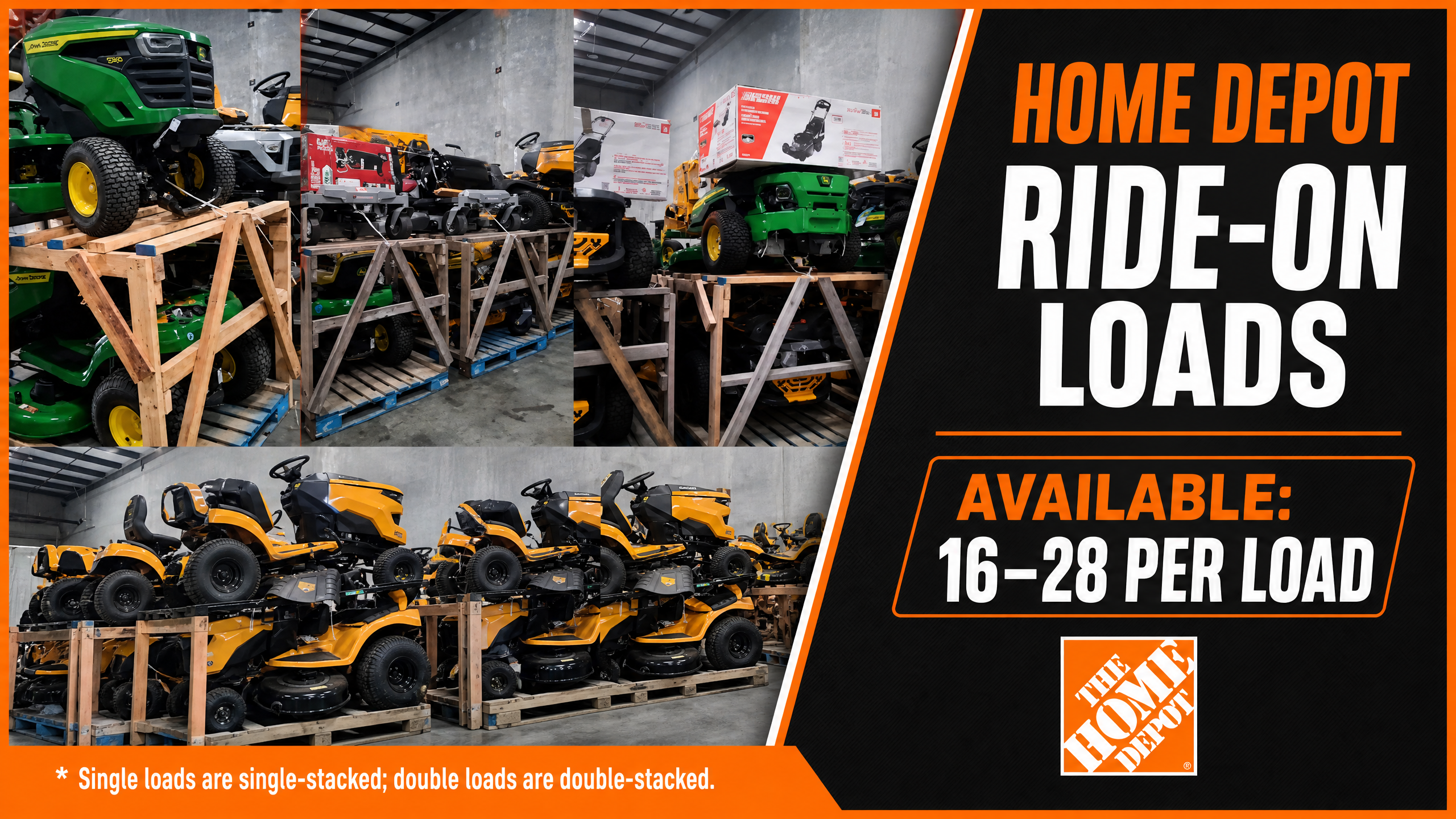 Home Depot Ride-On Mower & Tractor Loads — representative merchandise