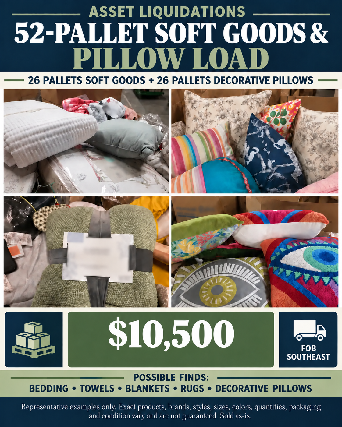 52-Pallet Soft Goods & Decorative Pillow Special representative merchandise collage