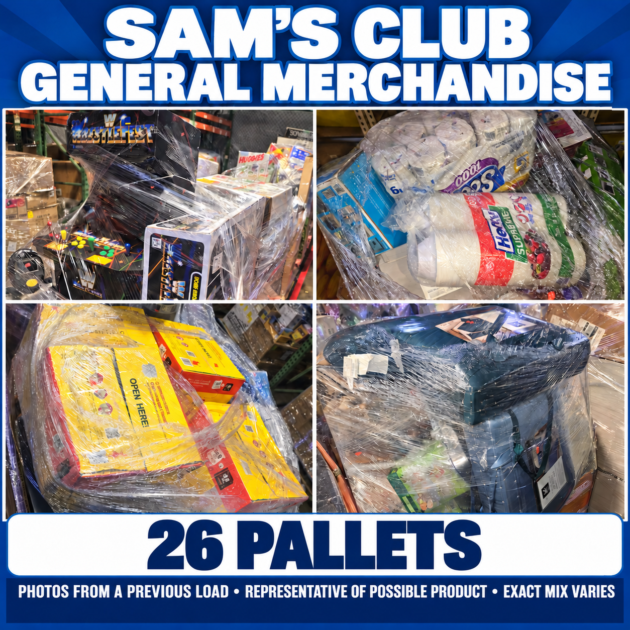 Sam’s Club 26-Pallet General Merchandise Load — representative merchandise